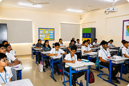 Primary school students learning